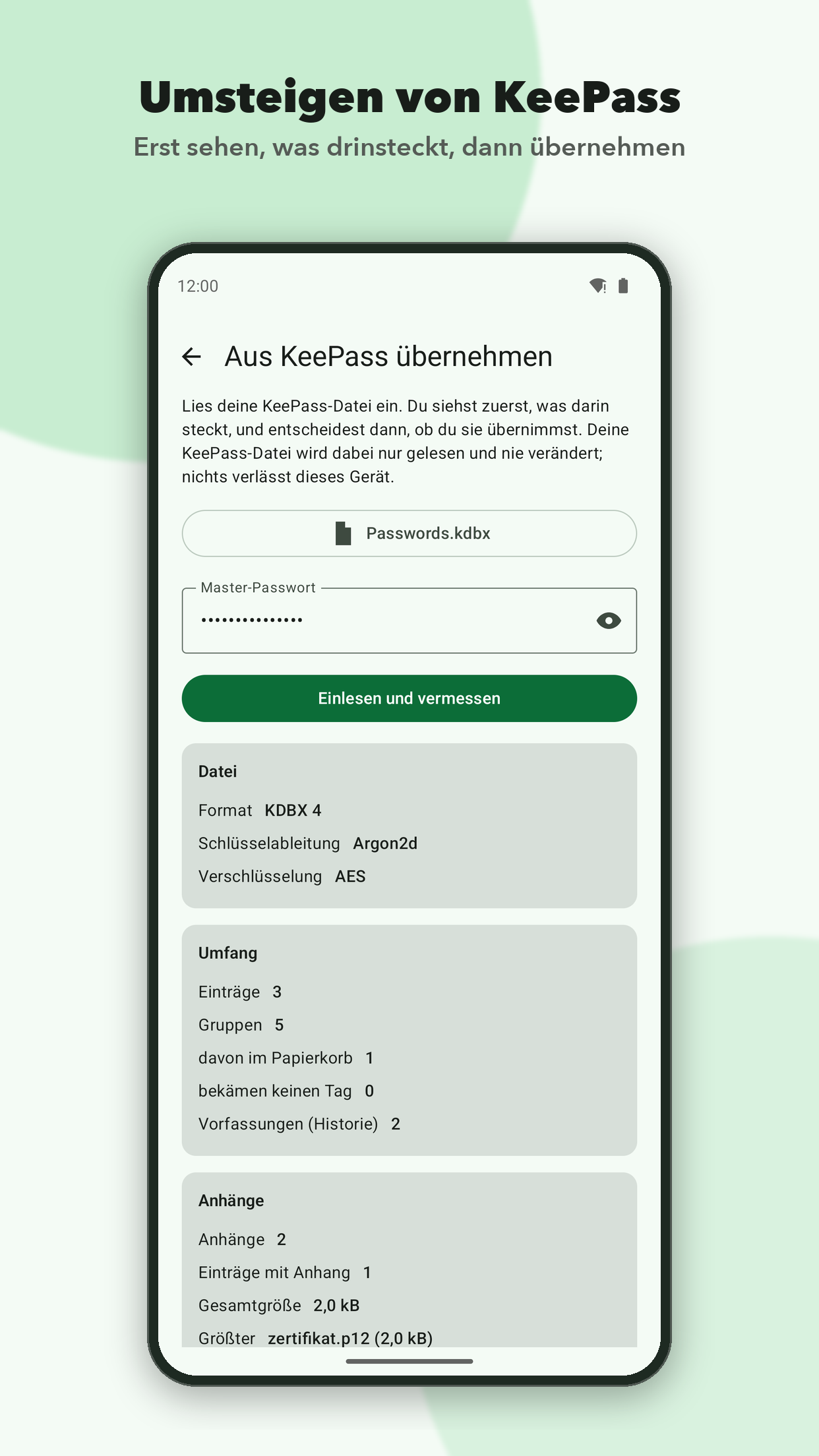 Bestandsaufnahme einer KeePass-Datei