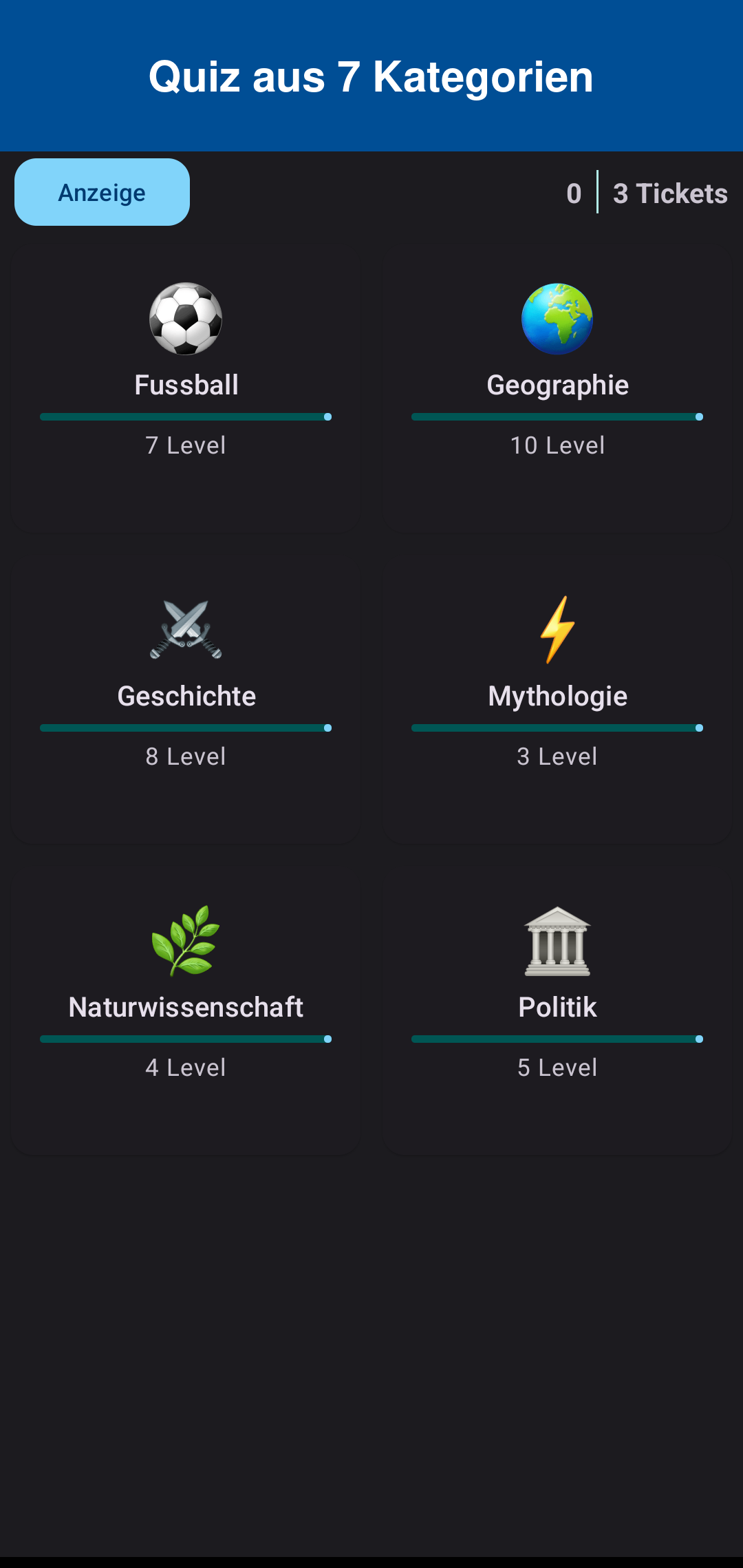 Quiz-Kategorien
