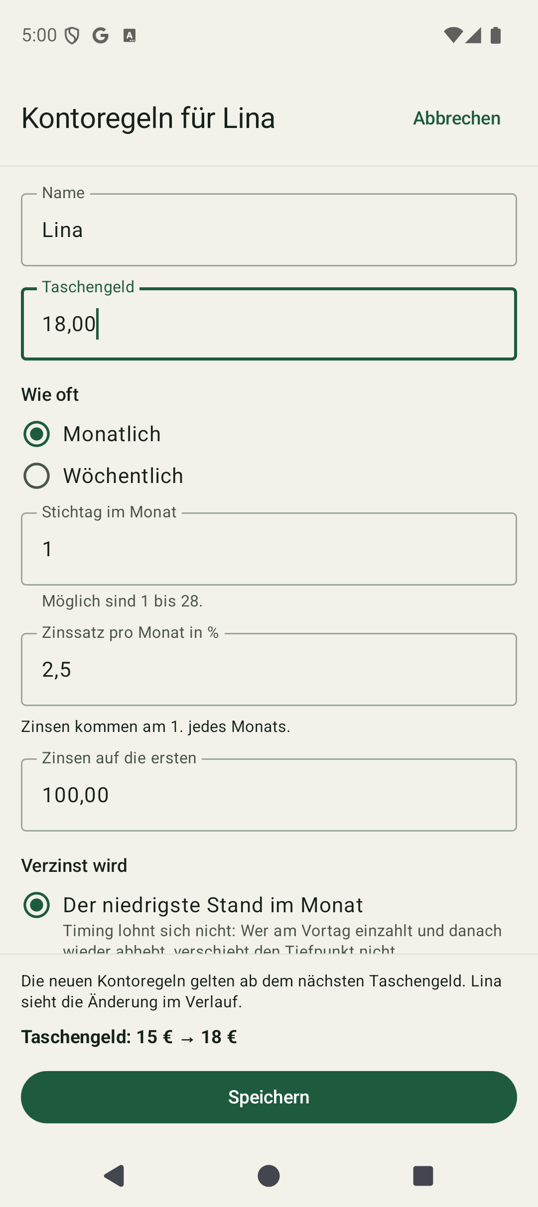 Kontoregeln mit Vorher-Nachher-Vorschau