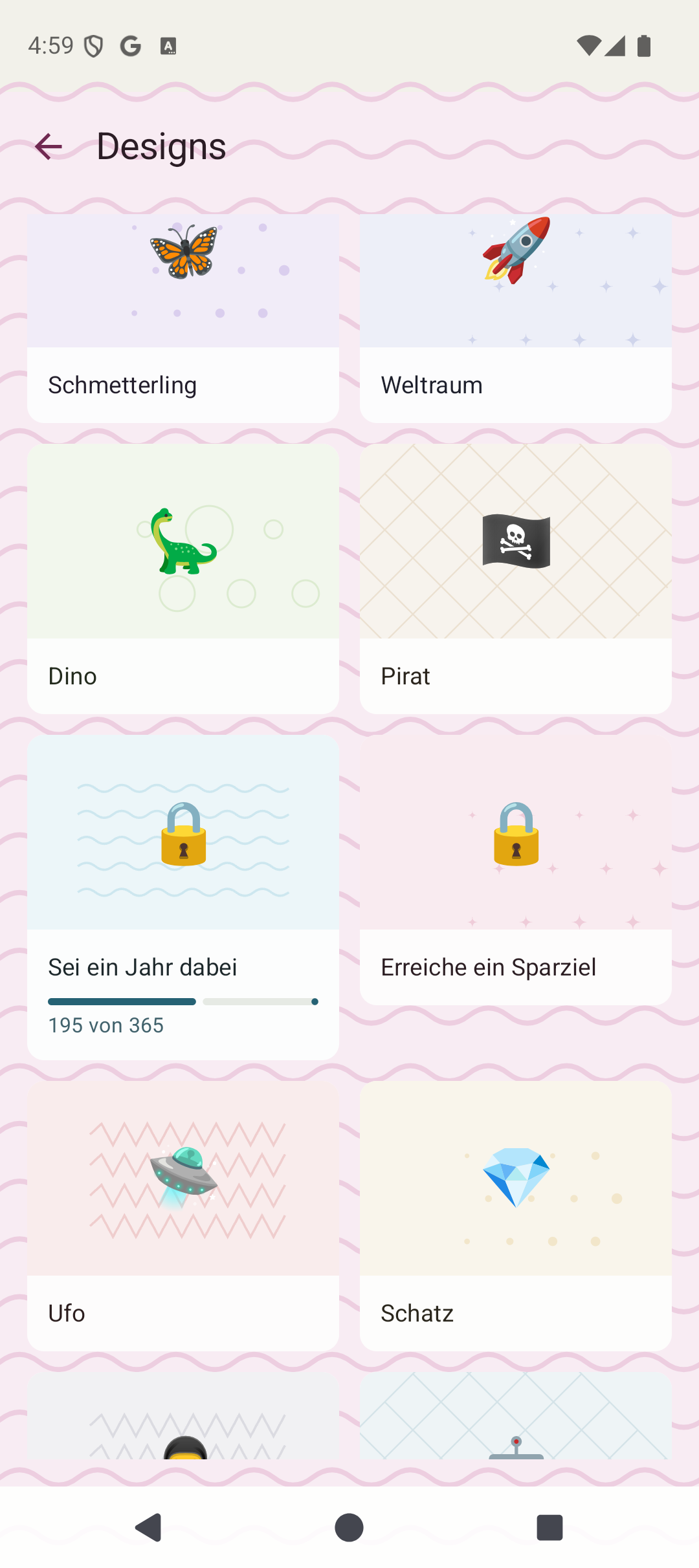 Designs, verdiente und gesperrte