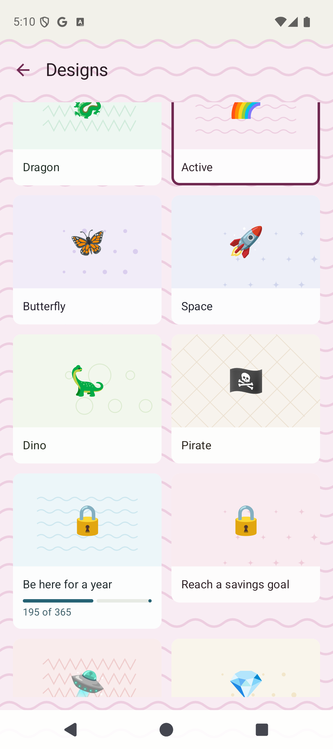 Designs, earned and locked