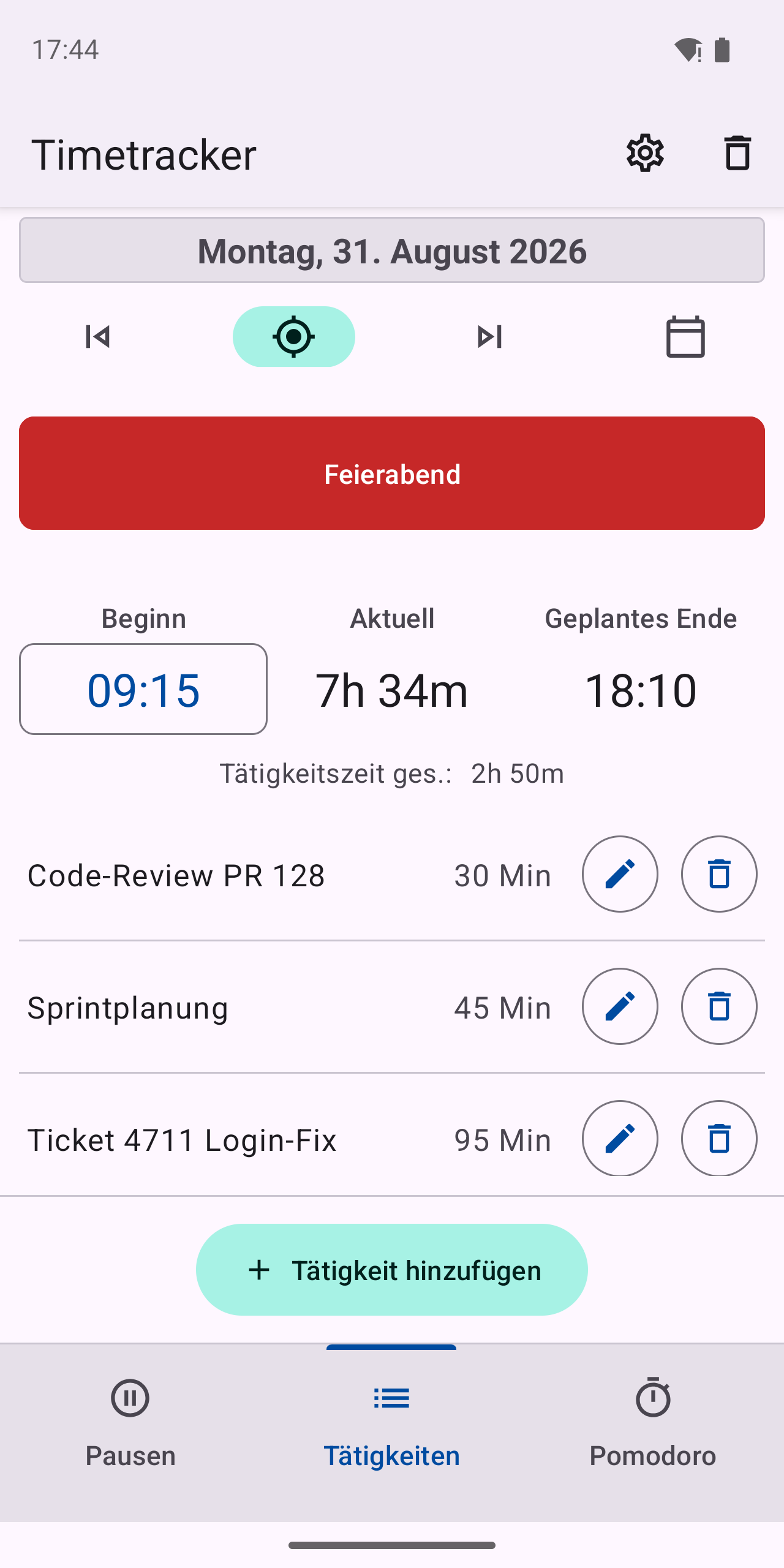 Tätigkeitserfassung