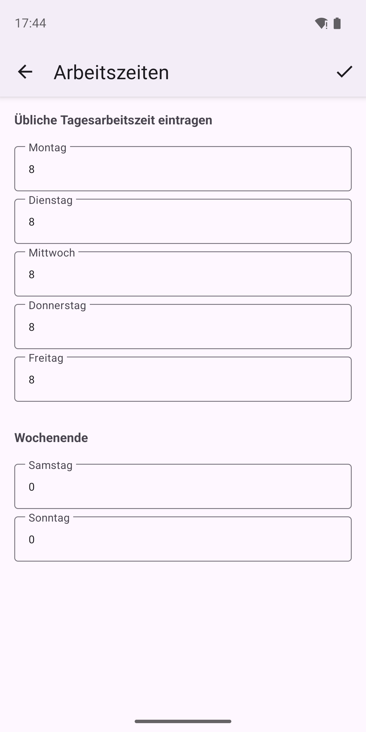 Arbeitszeiten-Übersicht
