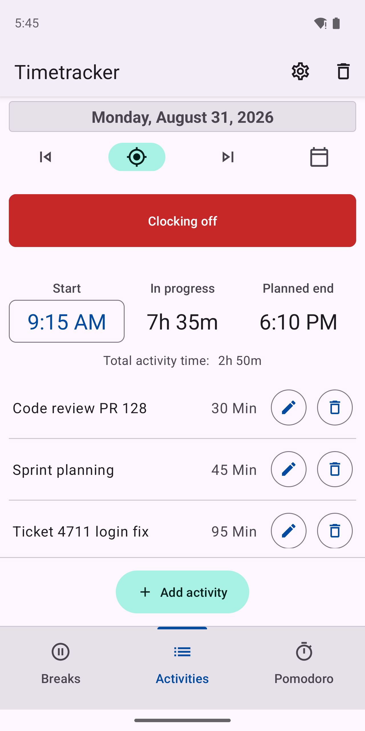 Activity tracking